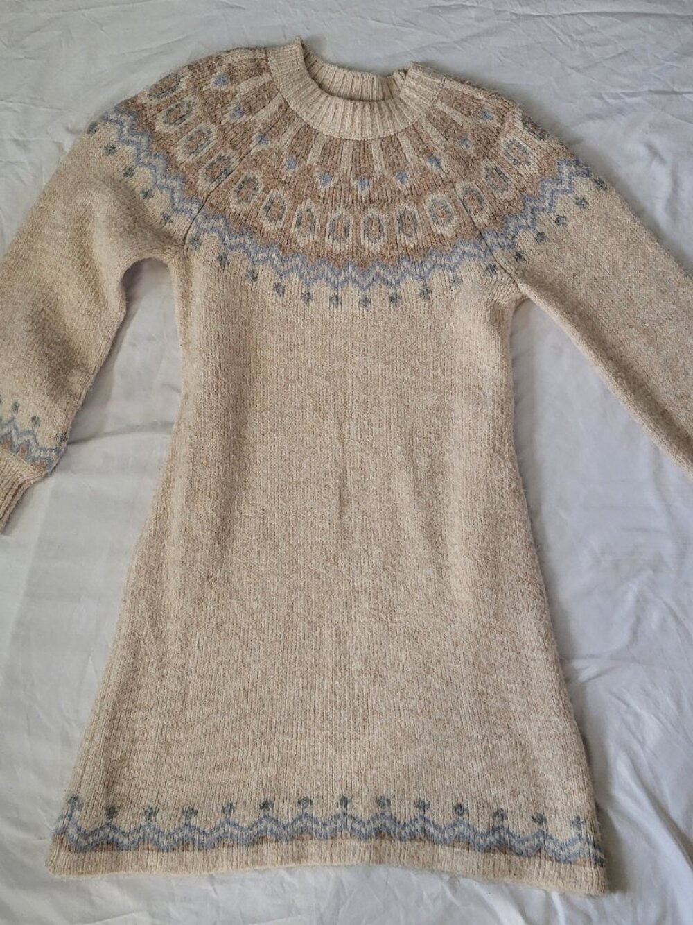 Callahan Knitwear Sweater Dress Women's Small Beige Cottagecore Retro Cozy